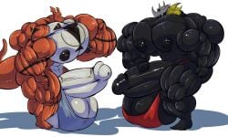 anthro balls bara barazoku blackwargreymon bobert boner digimon erection guilmon hyper hyper_balls hyper_penis male male_only muscles muscular penis scalie