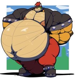 anthro bara barazoku belly big_belly bobert bowser bulge flaccid hyper male male_only mario_(series) muscles muscular nintendo overweight scalie solo solo_male turtle