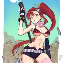 1girls 2d 2d_(artwork) 2d_artwork :o armpits bare_armpits bare_arms bare_belly bare_chest bare_midriff bare_navel bare_shoulders bare_skin belly belly_button big_boobs big_breasts bikini bikini_top black_bikini black_bikini_top black_shorts black_swimsuit black_swimwear blue_sky_background breasts breasts_apart busty busty_female busty_girl cleavage collarbone curvaceous curvaceous_body curvaceous_female curvaceous_figure curvaceous_hips curvy curvy_body curvy_female curvy_figure curvy_hips day daylight daytime digital digital_art digital_drawing digital_drawing_(artwork) digital_media digital_media_(artwork) drawing elbows exposed_armpits exposed_arms exposed_belly exposed_chest exposed_midriff exposed_navel exposed_shoulders exposed_skin eye-level_view female female_focus female_only fingers firearm fit_female from_front front_view glistening_body glistening_boobs glistening_breasts glistening_hair glistening_legs glistening_shoulders glistening_skin glistening_thighs glossy_breasts glossy_hair groin gun hair_between_eyes hair_ornament hair_pin hairpin hairpins halterneck head_tilt hourglass_figure inframammary_fold inguinal_crease inguinal_ligament knees_out_of_frame large_boobs large_breasts lean_figure legwear linea_alba long_hair looking_at_viewer midriff mountain mountain_background mountain_range mountainous_horizon mountains narrow_waist navel open_mouth outdoor outdoor_background outdoor_nudity outdoors outside outside_nudity parted_lips pink_legwear pink_scarf pink_stockings pink_thigh_highs pink_thighhighs ponytail portrait posing posing_for_the_viewer red-haired_female red_hair rifle rock rock_background rocks scarf shiny_body shiny_breasts shiny_hair shiny_legs shiny_shoulders shiny_skin shiny_thighs shorts shoulders sidelocks sky_background slender_body slender_waist slim_female slim_waist solo standing stockings stomach stone stones string_bikini swimsuit swimwear tengen_toppa_gurren_lagann thigh_gap thigh_highs thighhighs thighs tied_hair tilted_head tongue top_view underboob upper_body upper_teeth very_long_hair very_long_hair_female voluptuous voluptuous_body voluptuous_female voluptuous_figure voluptuous_woman watcher_hollow weapon wide_hips yellow-eyed_female yellow_eyes yoko_littner