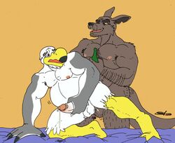 2016 alcohol anal anthro avian balls bear bed beverage bird brogulls cum cum_leaking erection from_behind_position gunnar's_dad hairy humanoid_penis incestaroos kangaroo looking_back male mammal marsupial masturbation mature_male muscular penis seagull sex simple_background slightly_chubby snoopjay2 wilson_(brogulls) yaoi