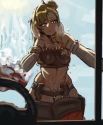 1girls blonde blonde_female blonde_hair child_bearing_hips female female_focus green_eyes hips hoyoverse kineku mechanic mihoyo piper_wheel short_shorts shorts sweat sweating sweaty tagme thick thick_thighs thigh_highs thighs thin_waist washing_car wide_hips zenless_zone_zero
