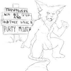 1boy anthro balls big_ears blind_eye chin_tuft claws ear_piercing flaccid forced fur grass humanoid_penis jewelry kled kneeling league_of_legends licking licking_lips male male_only mammal monochrome navel nude open_mouth partially_retracted_foreskin penis piercing plantigrade pointing rape riot_games rope scar sharp_teeth sign slit_pupils smile solo teeth text toe_claws tongue tongue_out uncut velrizoth yordle