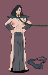 1girls abs beauty_mark big_breasts black_hair breasts captured captured_heroine cara_dune collar female female_only femsub hands_on_hips huge_breasts keely-key leash muscular muscular_female nipples slave solo solo_female star_wars