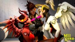 3d alternate_costume angel animated blizzard_entertainment deepthroat devil devil_mercy dildo double double_dildo double_dildo_deepthroat fellatio female gif horns human m1llcake mercy overwatch suck toy tracer wings