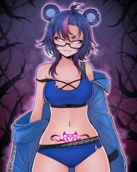 bear_ears bear_girl bra female female_only fujikura_uruka kluverdesigns light-skinned_female light_skin panties phase_connect phase_origins short_hair solo solo_female streaked_hair tomboy virtual_youtuber vtuber vtuberfanart womb_tattoo