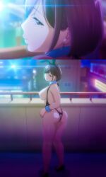 1girls ass balcony big_ass big_butt brown_hair bunny_ears butt close-up clothed clothed_female clothing fake_animal_ears female female_only full_body furachi hentai hentai_series high_heels huge_ass huge_butt inviting inviting_to_sex light-skinned_female light_skin looking_at_viewer looking_back looking_back_at_viewer mole mole_under_eye outside pale-skinned_female pale_skin revealing_clothes round_ass round_butt screencap screenshot seductive seductive_eyes seductive_look seductive_smile sideboob slingshot_swimsuit sneaky solo solo_female stitched t-rex_(animation_studio) thick_thighs thighs upscaled