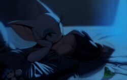 1girls big_breasts large_breasts lying lying_on_bed lying_on_side rouge_the_bat sonic_(series) sonic_the_hedgehog_(series) thehumancopier