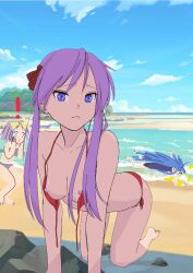 artist_request beach breasts kagami_hiiragi konata_izumi lucky_star swimsuit tagme tsukasa_hiiragi