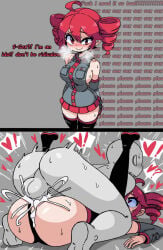 1girl 1girls asking_for_it blush blushing breasts cum cum_in_pussy cum_inside female female_focus female_only heart heart-shaped_pupils heart_symbol kasane_teto legs moaning panties penetration red_eyes red_hair skirt socks thighs vagina vaginal vaginal_penetration vaginal_sex vocaloid