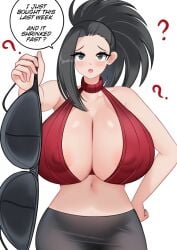 1girls 2026 areola_slip big_breasts bra cleavage huge_breasts luex my_hero_academia solo solo_female tagme yaoyorozu_momo