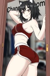 1girls black_hair black_hair_female blake_belladonna cat_ears clothed_female faunus pose posing radiofreekrieg rwby solo_female yellow_eyes