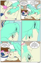 2016 anthro anthrofied anus blush bonbon_(mlp) breasts clitoris comic cutie_mark dekomaru dialogue dock duo earth_pony english_text equine female fingering friendship_is_magic fur furry green_fur green_hair green_nipples green_pussy heart horn horse lyra_heartstrings_(mlp) mammal mostly_nude my_little_pony nipples page_15 page_number pony pussy pussy_juice sex tan_fur text thehotroom unicorn unicorn_horn urethra