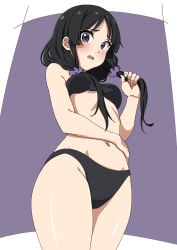 1girls artist_request black_hair k-on! mio_akiyama_(k-on!) swimsuit tagme