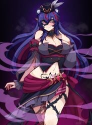 bear_ears bear_girl commission face_mask fujikura_uruka long_hair midriff mmaikory multicolored_hair navel phase_connect phase_origins streaked_hair virtual_youtuber vtuber womb_tattoo