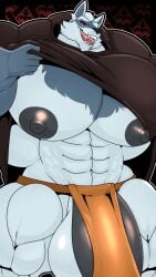 anthro balls bara barazoku bobert canine death_(puss_in_boots) dreamworks flaccid furry hyper hyper_balls hyper_penis male male_only muscles muscular penis puss_in_boots_(dreamworks) puss_in_boots_the_last_wish solo solo_male wolf