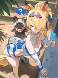 1girls ass breasts female female_focus hood_x_art large_breasts light-skinned_female light_skin popsicle sigrid_(zenless_zone_zero) sigrid_de_l'azur swimsuit thick_thighs thighs wide_hips zenless_zone_zero