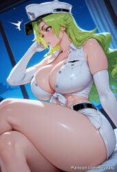 1girl ai_generated big_breasts bleach bleach:_the_thousand-year_blood_war candice_catnipp female green_hair huge_breasts mature_female revoaru thick_thighs thighs