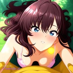 1girl ahoge ai_assisted ai_generated anal anal_sex anime_coloring anime_screencap arms_held_behind_back arms_pulled_back asleep big_eyes blue_eyes blushing brown_hair doggystyle embarrassed eyes_closed hypno ichinose_shiki long_hair official_art official_style outdoors passed_out perky_tits prone_bone rough_sex sleeping source_anime thick_cock wavy_hair