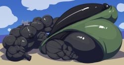 anthro balls bara barazoku bobert bulge cyberdramon digimon flaccid hyper hyper_balls hyper_penis male male_only muscles muscular penis scalie solo solo_male