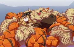 anthro arcanine bara barazoku bobert canine furry hyena hyper male male_only muscles muscular nintendo nude pokemon size_difference solo solo_male