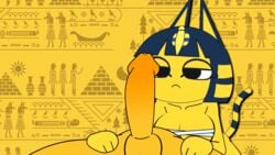 1boy 1girls animal_crossing animal_crossing_boy animated ankha ankha_ride_(minus8) anthro breasts egyptian erection feline female fur furry human interspecies mammal minus8 nintendo penis throbbing video_games villager_(animal_crossing) yellow_fur