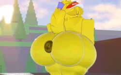 3d_(artwork) anus anus_focus ass_focus dog_ears dog_girl fat_ass outdoors roblox roblox_avatar roblox_studio thick_thighs yellow_fur