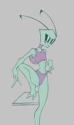 1boy 2023 2_fingers 2_toes alien alien_humanoid almighty_tallest_purple antennae_(anatomy) barefoot bottomwear clothed clothed_male clothing clothing_pull collar crop_top crossdressing digital_drawing_(artwork) digital_media_(artwork) feet femboy feminine_male fingers full-length_portrait girly glistening_eyelids green_body green_skin grey_background hi_res humanoid invader_zim irken lewdofdoom lidded_eyes long_legs looking_at_self looking_down male male_only midriff narrowed_eyes nickelodeon outtabellets pak panties panty_pull portrait pose purple_clothing purple_eyes revealing_clothes seductive seductive_pose shirt simple_background skimpy slim slim_male small_waist solo sports_bra sportswear the_almighty_tallest thick_thighs toes topwear underwear underwear_pull wide_hips