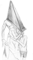 gay james_sunderland monochrome penis pyramid_head silent_hill silent_hill_2 sketch tagme yaoi