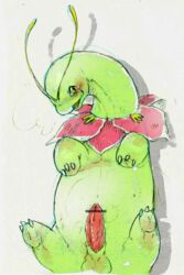 animal_genitalia balls censored denmoko erection feral ineffective_censorship male male_only meganium nintendo pokémon_(species) pokemon sheath smile solo video_games