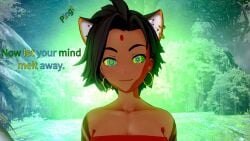 black_hair faunus female_only femsub happy_trance hypnosis kaa_eyes koikatsu perfect_idiot rwby sienna_khan text tiger_girl