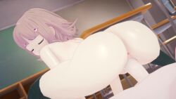 1futa 1girls 3d ass ass_bounce ass_focus blush classroom cowgirl_position danganronpa danganronpa_2:_goodbye_despair futa_on_female mintyhinty nanami_chiaki penis sex thick_thighs thighhighs video