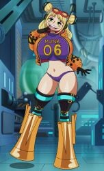 1girls big_breasts blonde_hair cleavage curvy curvy_figure female female_only green_eyes huge_breasts large_breasts large_butt looking_at_viewer mobian_monster one_piece solo solo_focus thick_thighs twintails vegapunk_york voluptuous wide_hips