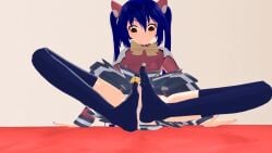 1boy 1girls barefoot fairy_tail feet foot_fetish footjob giantess larger_female leggings mitotrample mmd panties rubbing_between_feet size_difference skirt smaller_male smilling tagme trample video wendy_marvell