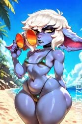 ai_generated beach headletzer league_of_legends micro_bikini shortstack tagme tristana yordle