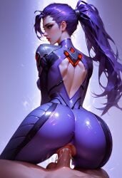 ai_generated big_ass bodysuit female overwatch purple_hair widowmaker