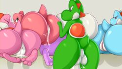 1boy 4girls ass balls cum cum_in_pussy cum_inside female harem male mario_(series) multiple_girls nintendo pcred566 pussy scalie sex simple_background standing straight video_games yoshi