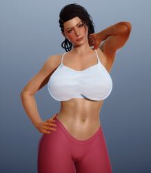 1girls 3d 3d_(artwork) ass azucena_milagros_ortiz_castillo bandai_namco beach big_ass big_breasts breasts brown_hair clothing dark-skinned_female dark_skin earrings erect_nipples female female_only flower_in_hair green_eyes hair_ornament huge_breasts human latina medium_hair namco peruvian peruvian_female pose seductive solo standing swimwear tekken tekken_8 thick_thighs video_game_character voluptuous voluptuous_female wide_hips