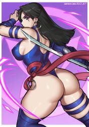 1girls ass ass_focus big_ass bubble_butt female female_only marvel marvel_rivals psylocke psylocke_(marvel_rivals) redjet sai_(marvel) thick_thighs vengeance_psylocke