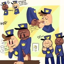 2025 anal black_skin blowjob brown_hair chief_(dogman) circle_head cuckquean cum_in_mouth dav_pilkey dogman_(film) dogman_(series) gay gay_sex male/male male_only officer_knight_(dogman) toony yaoi