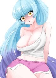 big_breasts big_butt blue_hair heatstroke queen_of_hatred ten_oekaki yellow_eyes