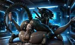 ai_generated alien alien_(franchise) anal anal_sex cum cum_in_ass futanari xenomorph