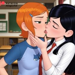 2girls ahegao_ai ai_generated ben_10 clothed clothing crossover french_kiss french_kissing gwen_tennyson kissing making_out saliva the_incredibles the_incredibles_2 tounge_out violet_parr