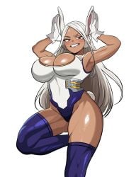 1girls animal_ears azmiyudista big_breasts breasts bunny_ears bunny_tail cleavage female female_only hair hips legwear leotard long_hair miruko my_hero_academia red_eyes rumi_usagiyama solo solo_female superheroine tail thighs white_hair white_leotard zuyuzuyu6