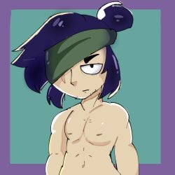 bara big_head black_hair first_drawing japanese kenji_(brawl_stars) muscular no_visible_genitalia roxxxie toony xd