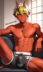 1boy ai_generated ailendoru black_nails boy fortnite gay male male_only multicolored_hair red_body thorns torment torment_(fortnite) twink yaoi