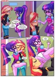 2girls bbmbbf blush breasts comic equestria_girls equestria_untamed female/female female_only friendship_is_magic hasbro looking_at_viewer my_little_pony my_lovely_princess_yuri_is_magic_(comic) nipples nude older older_female palcomix pussy sci-twi sunset_shimmer toon.wtf twilight_sparkle_(mlp) young_adult young_adult_female young_adult_woman yuri