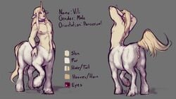 1boy 2016 animal_genitalia animal_pussy anus blonde_hair bracelet centaur choker cuntboy cuntboy_only ear_piercing equine equine_pussy equine_taur fur grey_background hair hooves horn intersex jewelry long_hair male male_only mammal model_sheet muscular muscular_cuntboy muscular_male mutisija nipples piercing puffy_anus pussy scar simple_background solo solo_focus standing taur toned toned_cuntboy toned_male unicorn unicorn_taur white_fur