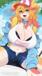 1boy 1girls anthro breasts breedypupper bulge cleavage erect erect_penis erection erection_under_clothes erection_under_clothing female fur furry male tail