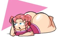 ass big_ass blue_eyes braid braided_hair cellphone chibi electronic_arts funksterdude huge_ass laying_on_stomach lying mysims no_panties no_pants on_stomach on_the_phone pale_skin partially_clothed partially_undressed phone pink_hair princess princess_butter protected_link shirt short_hair shortstack simple_background smartphone t-shirt talking thick_thighs thighs white_background wide_hips