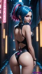 1girls 3d_(artwork) ai ai_generated alley alone arcane ass ass_focus behind_view blue_eyes blue_hair cute cute_ass jinx_(league_of_legends) league_of_legends looking_back night panties perfect_ass perfect_body pink_eyes pink_hair powder_(arcane) purple_eyes realistic seductive seductive_eyes seductive_look seductive_smile sexy sfw teen teen_girl teenage_girl teenager tight_ass underwear wide_ass wide_hips wide_thighs